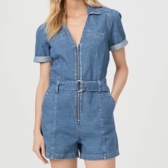 PAIGE Blue Denim Romper - Picture 1 of 9